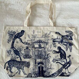 Sezane Animal and Bird Print canvas tote NWT